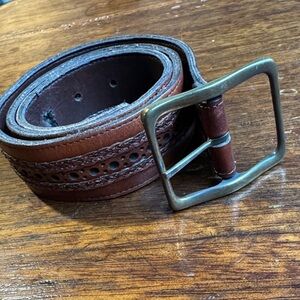 Unique Brown Leather Belt - Vintage